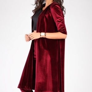 Carla by Rozarancio Wine Velvet Open Cardigan